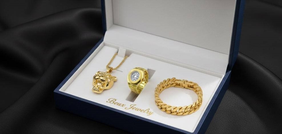 Beux Full King Bundle – Ring Watch, Bangle & Lion Head Necklace